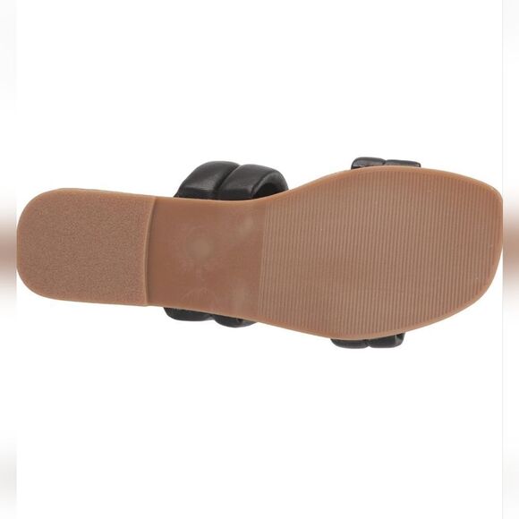 New Steve Madden Womens Wizen Black Leather Straps Sandal brown sole Slip On 8 - Picture 5 of 8